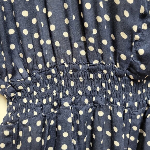 NEW Blue and White Polka Dot Rayon Romper Dress  Size L  Size XL - nwot - Picture 9 of 16